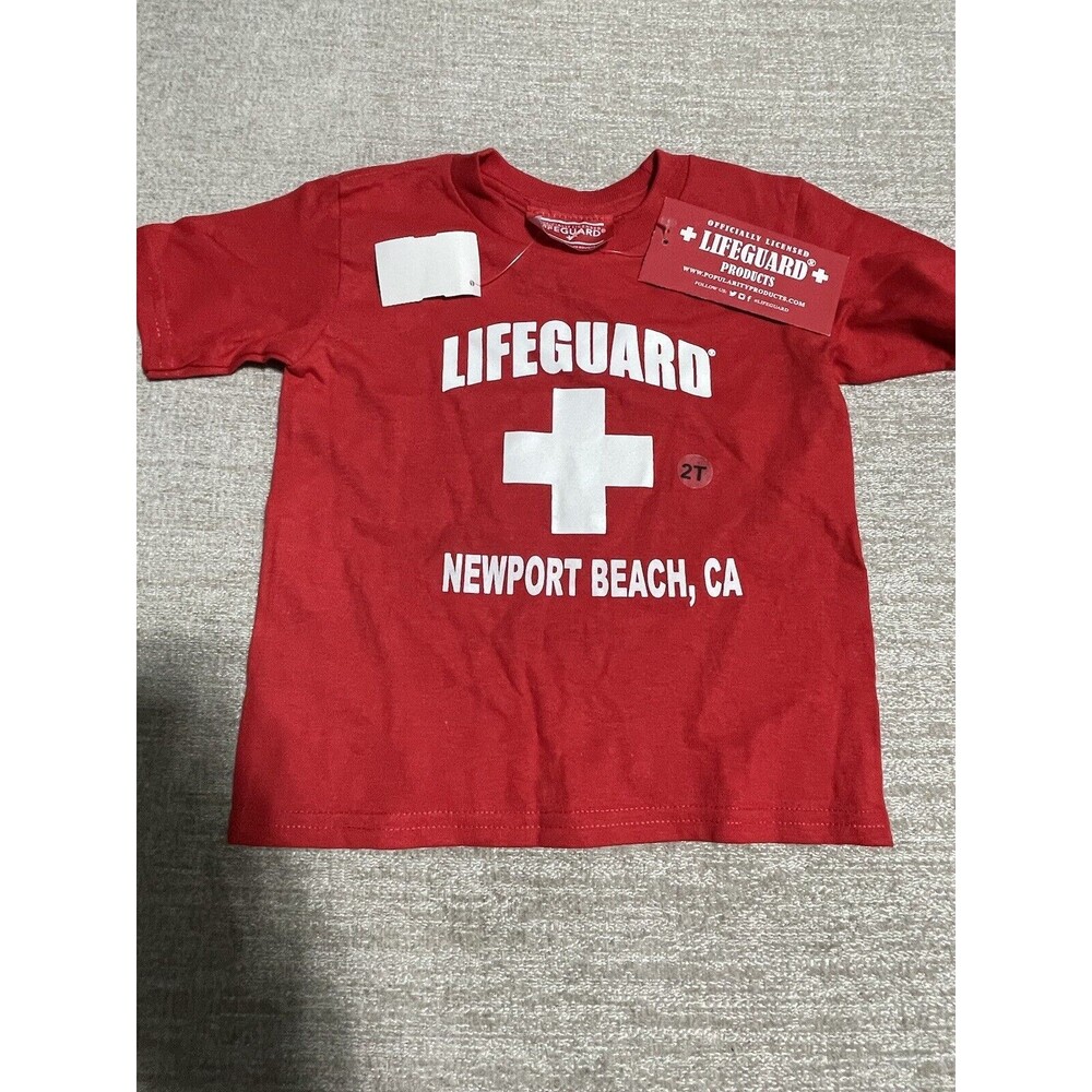 Lifeguard T-Shirt Red Newport Beach CA Official Licensed Size T2 Toddler